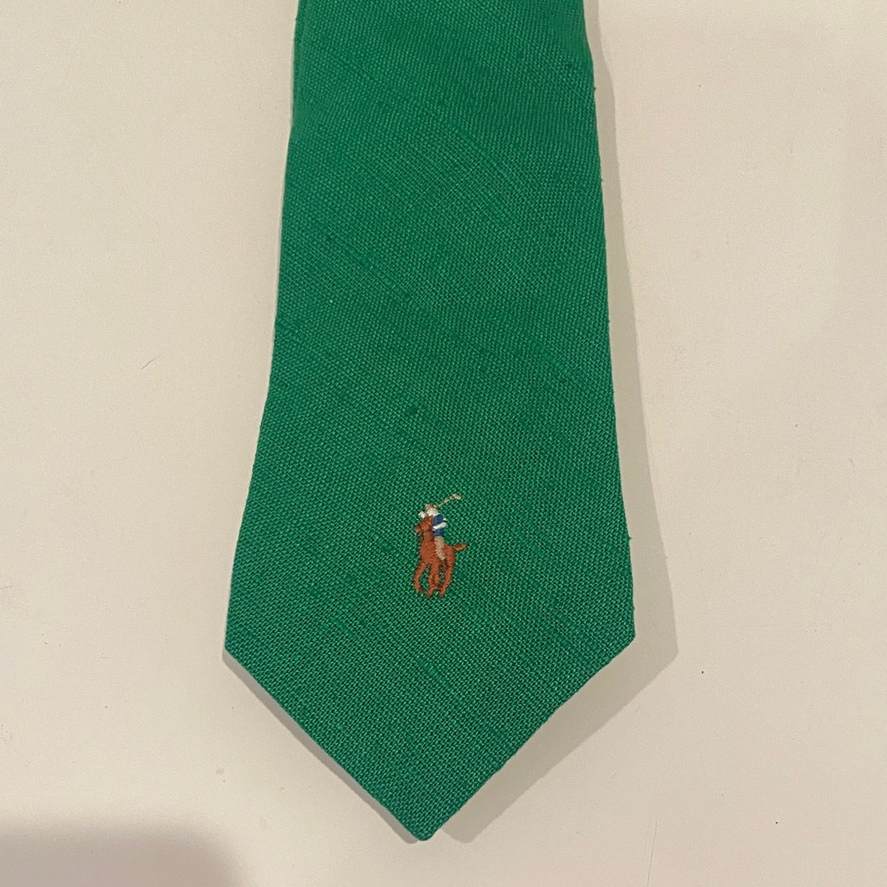 Polo by Ralph Lauren Emerald Green 100% Linen Men's Tie